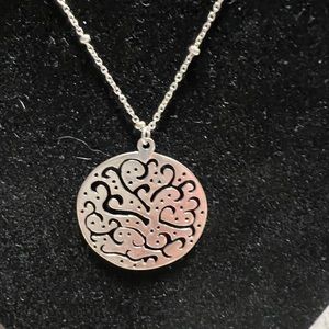 Silpada Sterling Silver Cut Above filigree disc pendant necklace - 18”